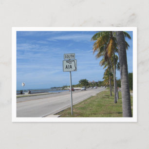 Hög A1A Syd-teckenfoto i Nyckel Väster Florida Vykort
