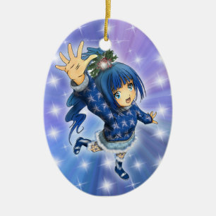 Hög Animeflickahelgdag! Julgransprydnad Keramik