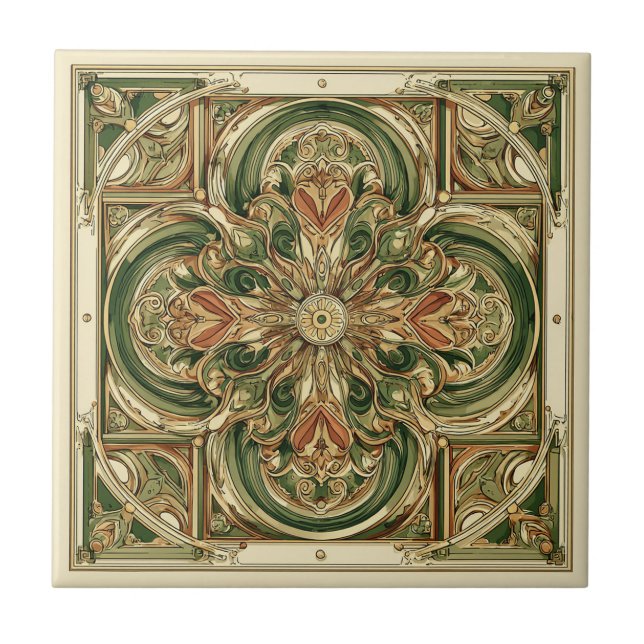 Hög Art Nouveau Kakelplatta (Framsidan)