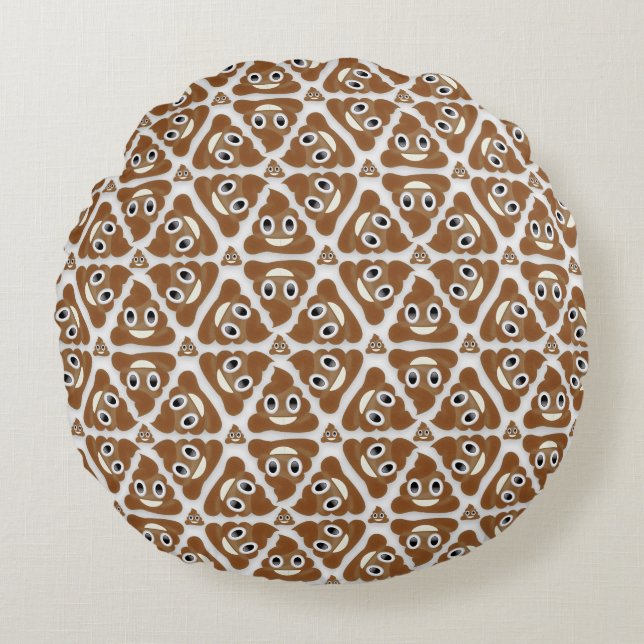 Hög av bajset Emoji Rund Kudde (Framsidan)