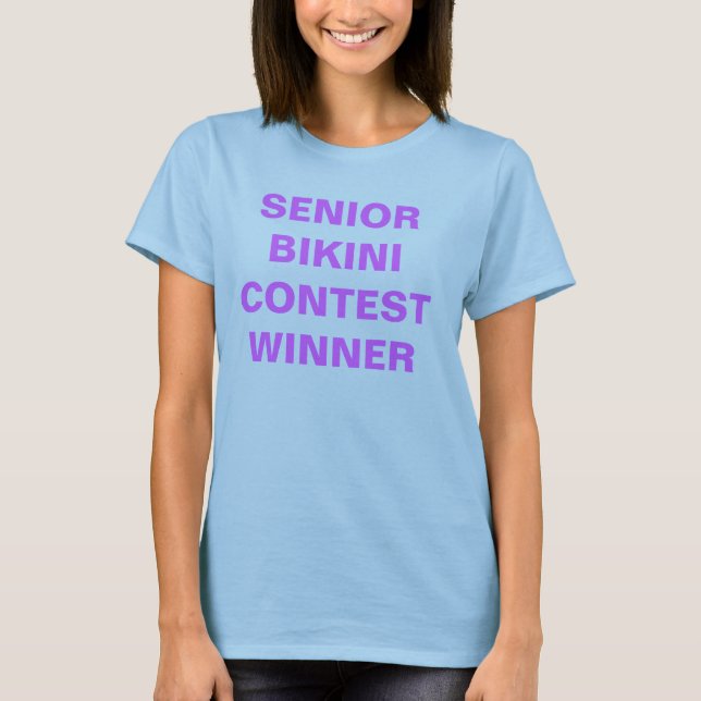 Hög bikinitävlingvinnare t shirt (Framsida)
