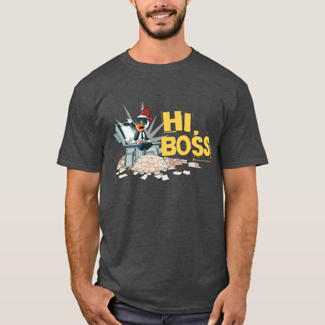 Hög chef! - Lampglaset blir rädd manar T-shirt (Framsida)