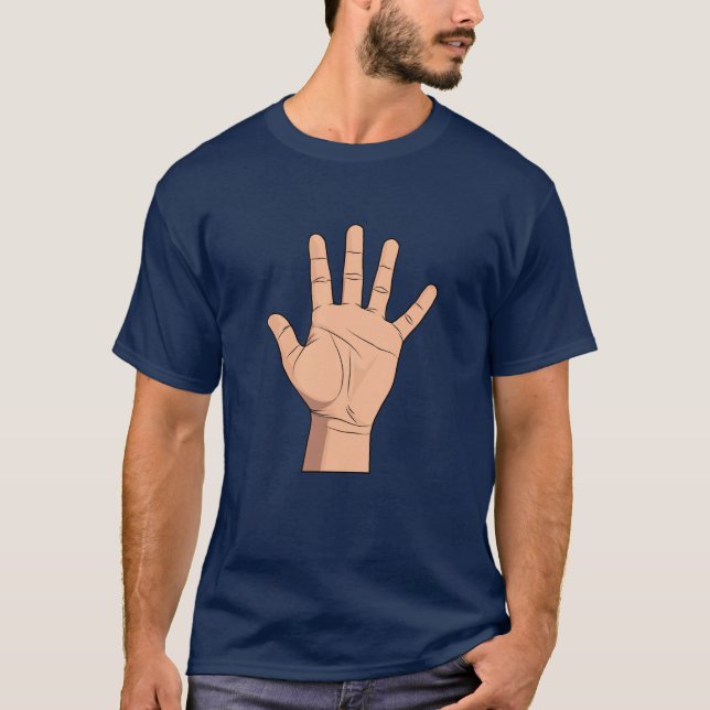 Hög fem öppna handsignatur 5 Finger Gesture T-Sh T Shirt (Framsida)
