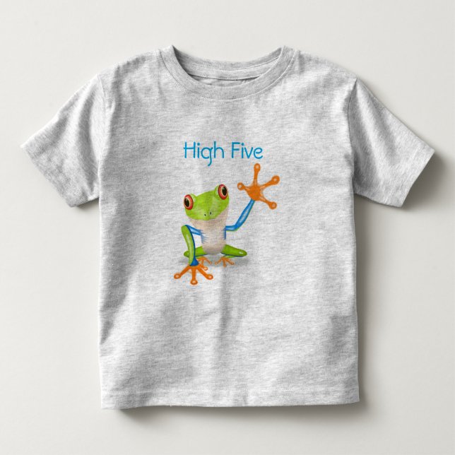 Hög fem Orangar och blå snål Frog Shirt T (Framsida)