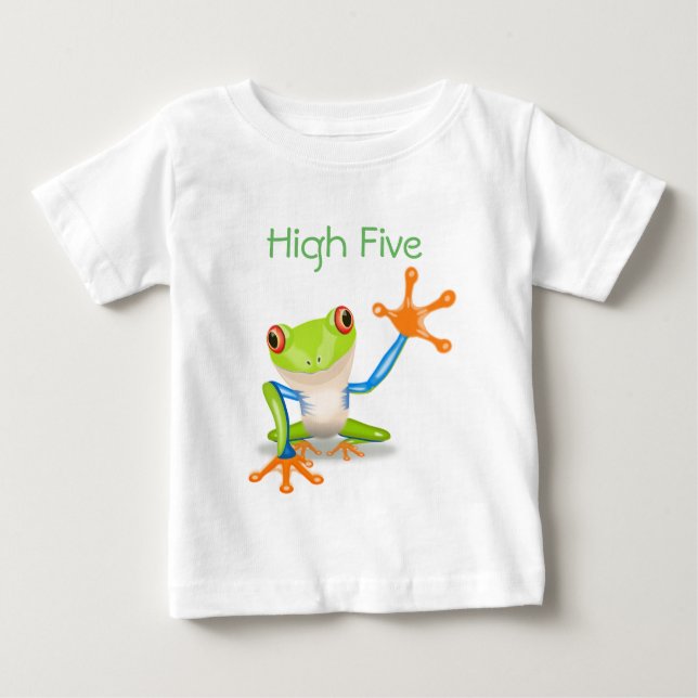 Hög fem Orangar och blå snål Frog Shirt Tee (Framsida)