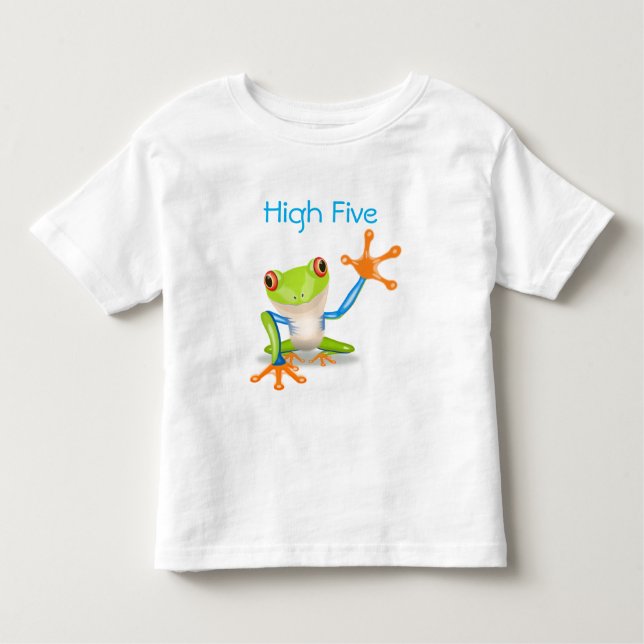 Hög fem Orangar och blå snål Frog Shirt Tee (Framsida)