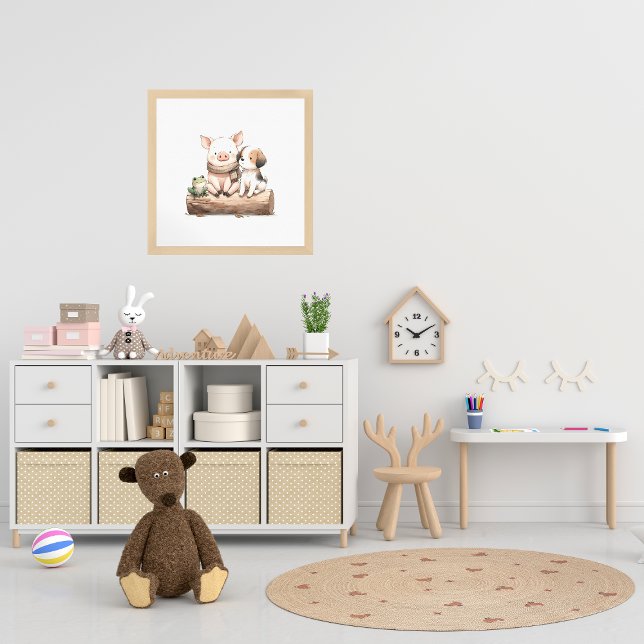 Hog. Groda och Hund på en logg! Cute Kids Nursery Poster (Skapare uppladdad)