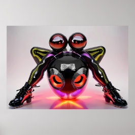 Hög hatt-katt-Ögon Poster