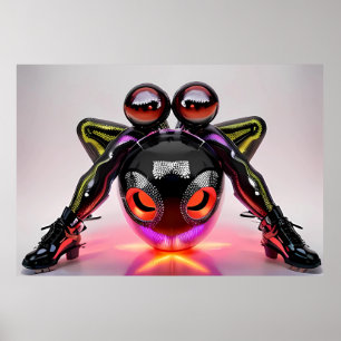 Hög hatt-katt-Ögon Poster