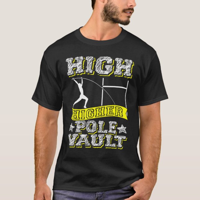 Hög Högre Stavhopp Hoppning Friidrott Va T Shirt (Framsida)