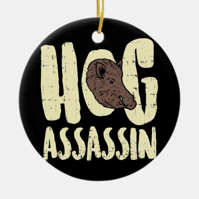 Hog Hunting Asasin i Gris Hunter eller Boar Hunt Julgransprydnad Keramik (Framsidan)