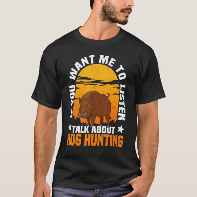 Hog Hunting Boar Gris Hunter Huntsman T Shirt (Framsida)