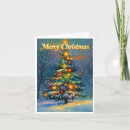 Hög julgran med god jul kort