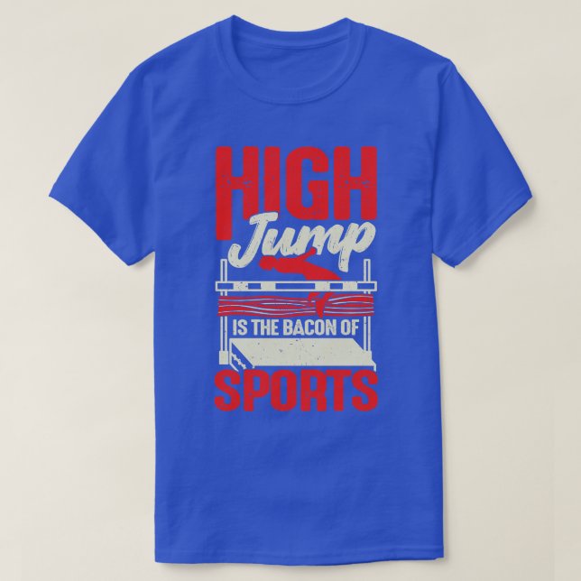 Hög jump är bakomliggande till sportsgåva med hög  t shirt (Design framsida)