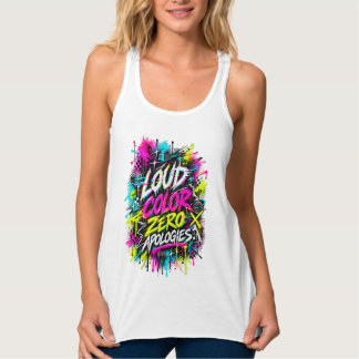 Hög ljudvolym Färg Noll Ursäkter Neon Graffiti Linne Med Racerback