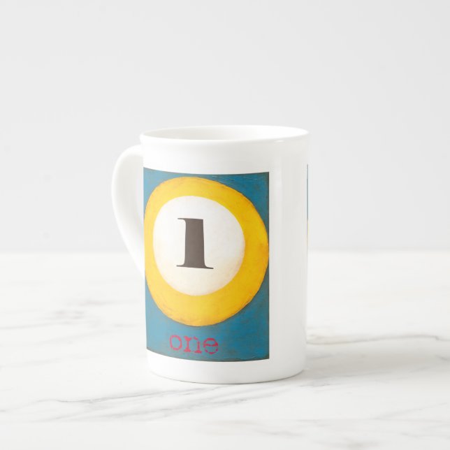 Hög målning nummer ett Bassäng Boll Benporslin Mugg (Framsida vänster)