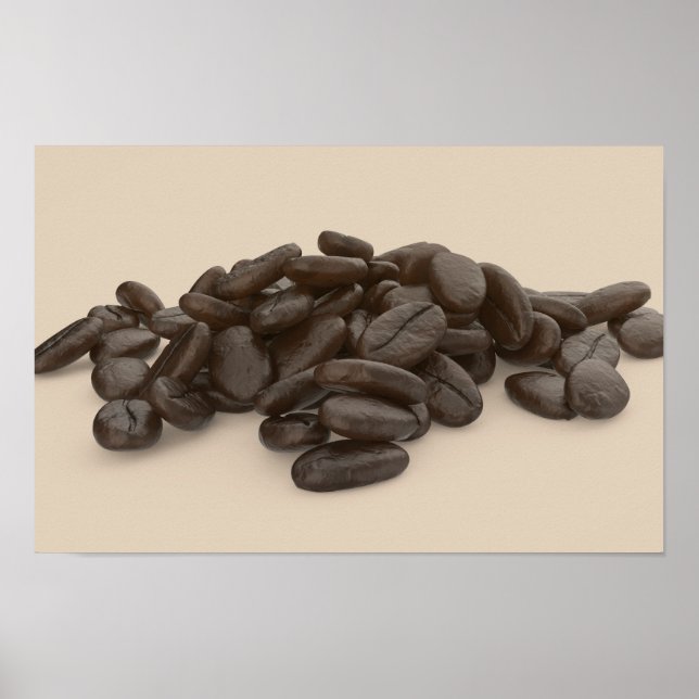 Hög med rostade kaffebönor poster (Framsidan)