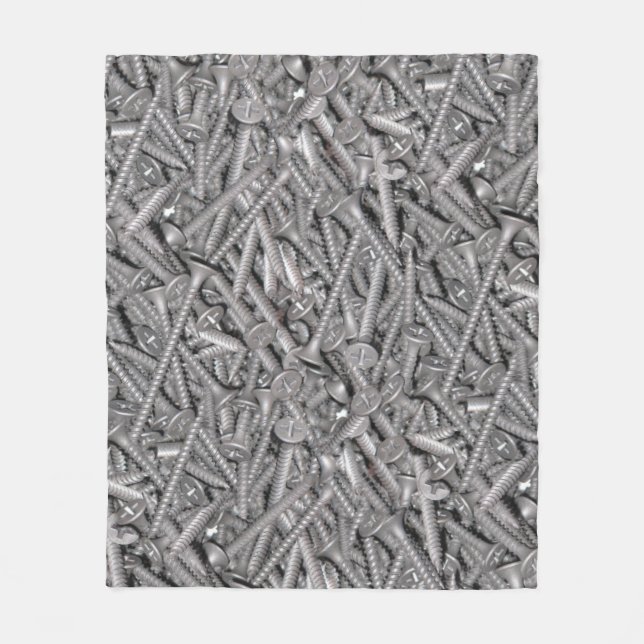 Hög med silverfärgade gipsskruvar fleecefilt (Framsidan)