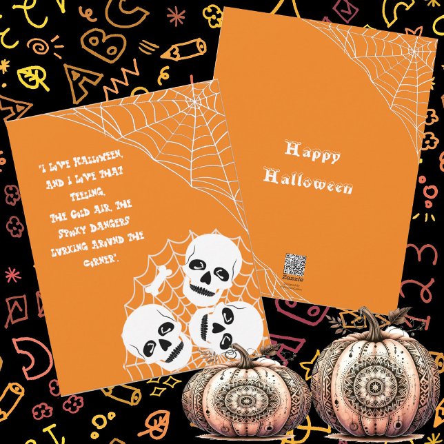 Hög med skelett lurkar under halloween-natten kusl julkort (Pile of Skeletons Lurking Halloween Night Spooky Holiday Card)