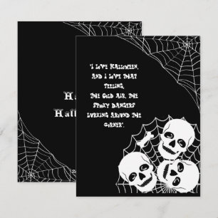 Hög med skelett lurkar under halloween-natten kusl julkort