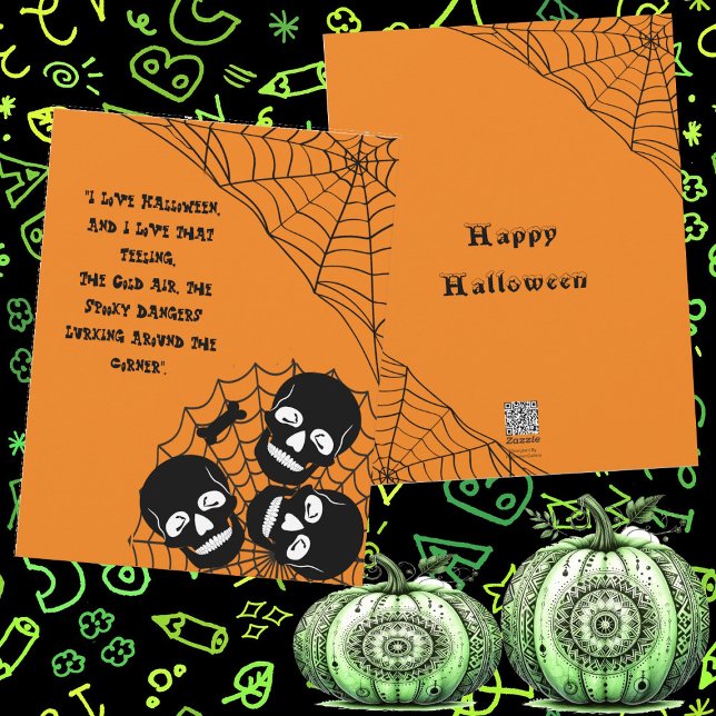 Hög med skelett som lurar under halloween-natten k julkort (Pile of Skeletons Lurking Halloween Night Spooky Holiday Card)