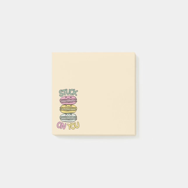 Hög med söta Kawaii-macarons Post-it Block (Framsida)