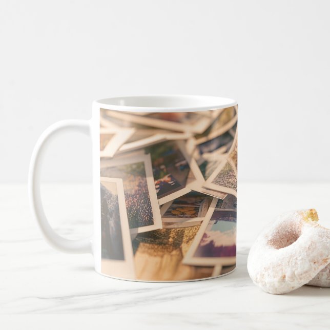Hög med vintagefotografier kaffemugg (Med munk)