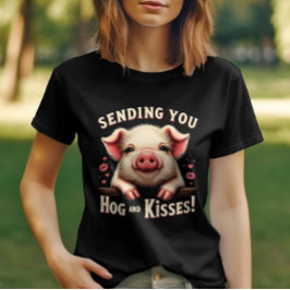 Hog och Kisses Valentiness Cute Gris Endearing Kär T Shirt