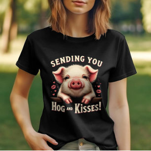 Hog och Kisses Valentiness Cute Gris Endearing Kär T Shirt