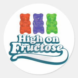 Hög på fruktos runt klistermärke