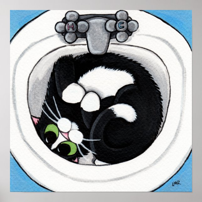 Hög passning (v2) i blått | Kattkonst Poster (Framsidan)