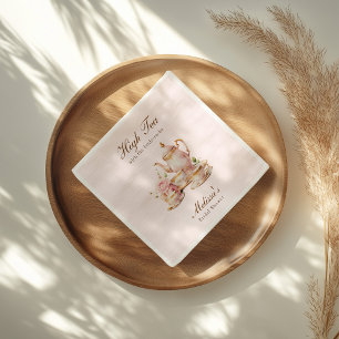 Hög Pastell Rosa Guld Bröllopsdusch Pappersservett