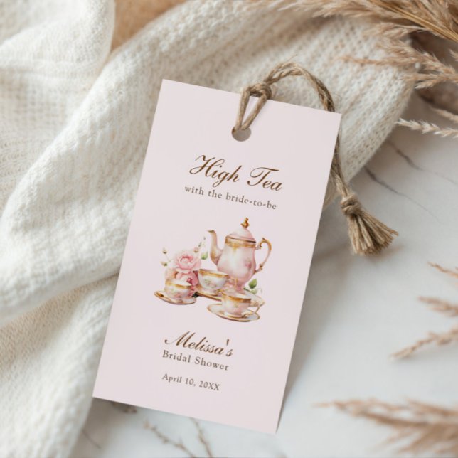 Hög Pastell Rosa Guld Bröllopsdusch Presentetikett (Skapare uppladdad)