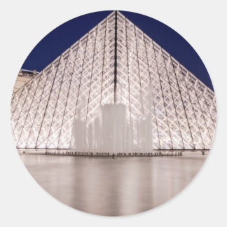 hög pyramid-frankrike-paris nattetid runt klistermärke