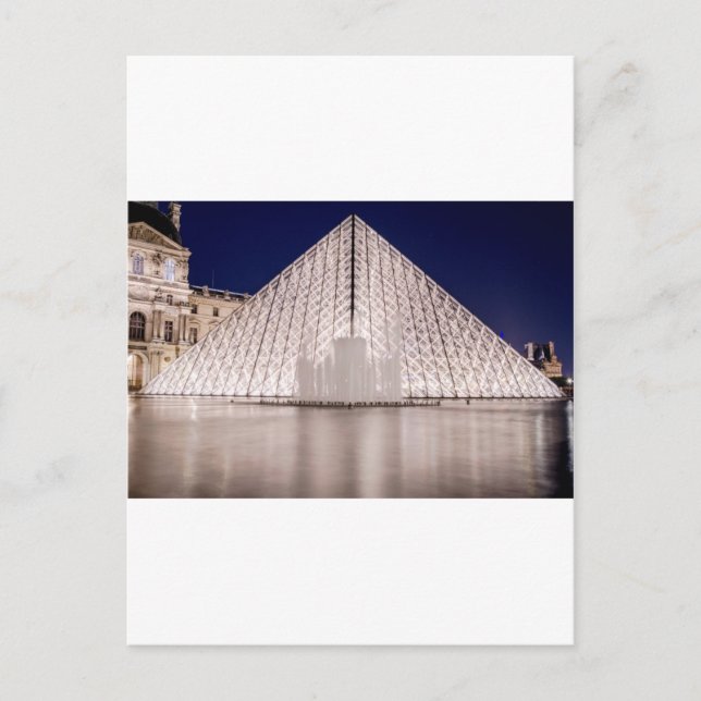 hög pyramid-frankrike-paris nattetid vykort (Framsida)