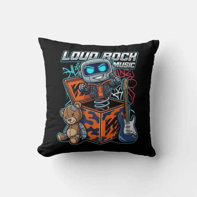 Hög Rockmusik Robot Kudde (Framsida)