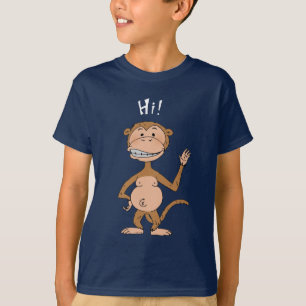 Hög rolig apa för tecknad (! & Bye!) T-shirt