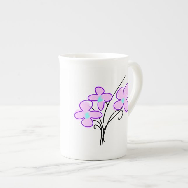 Hög slank benkina ömt rosa bukett tekopp (Framsida höger)