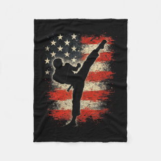 Hög spark - Karate Taekwondo USA Flagga Fleecefilt
