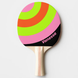Hög synlighet och rosa cirkelrand med namn Ping Po Pingisracket