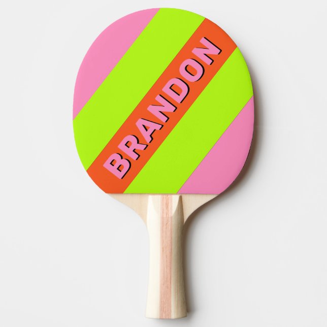 Hög synlighet och rosa fet randig med namn pingisracket (Framsidan)
