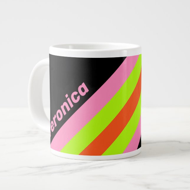 Hög synlighet och rosa ränder med namn jumbo mugg (Framsida vänster)