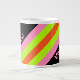 Hög synlighet och rosa ränder med namn jumbo mugg