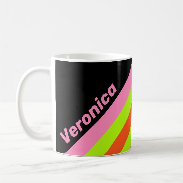 Hög synlighet och rosa ränder med namn kaffemugg (Vänster)