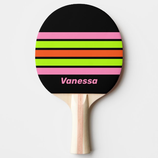 Hög synlighet och rosa tvärstripning med namn pingisracket (Framsidan)