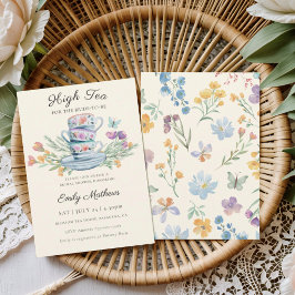 Hög Tea För Bruden Vildblomma Bröllopsfest Inbjudningar