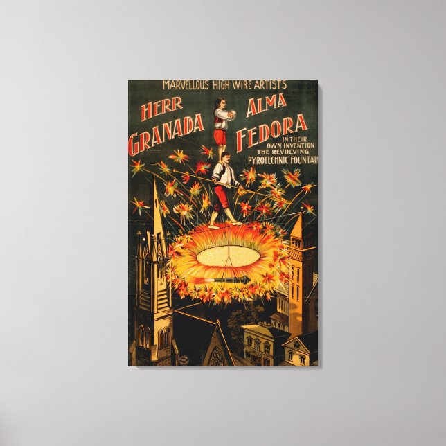 Hög tråd av rostfritt stål för Fontän Canvastryck (Framsida)