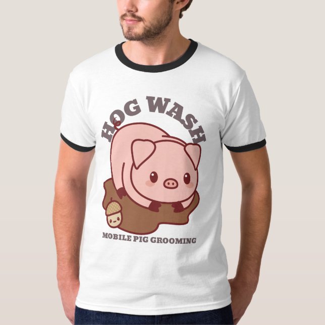 Hog Tvättar Mobile Gris Grooming T Shirt (Framsida)