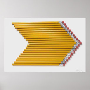 Hög vinkel vy över blyertspennor i rad poster