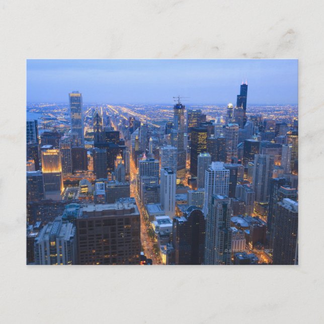 Hög vinkelvy över Chicago söderut från Vykort (Framsida)